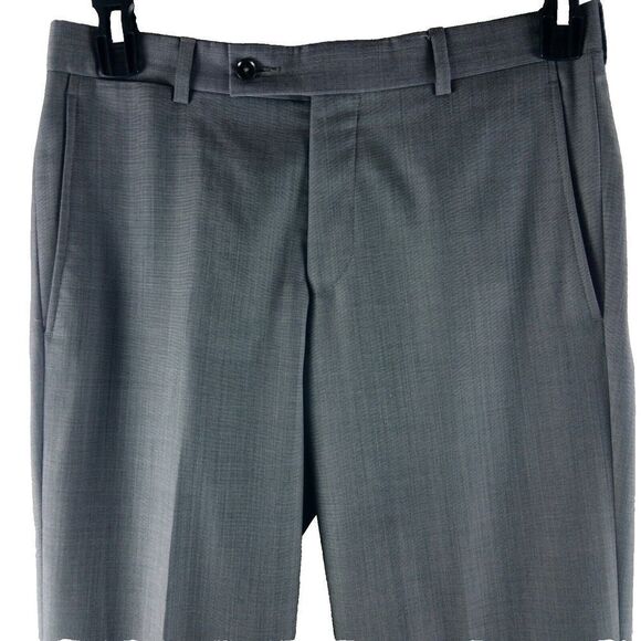 Ted Baker Italian Fashion 29R Men's 100% Wool Gray Dress Pants 31x32 Flat Front - Picture 2 of 10